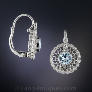 Vintage Style Aquamarine and Diamond Earrings