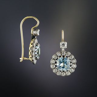 Vintage Style Aquamarine and Diamond Earrings