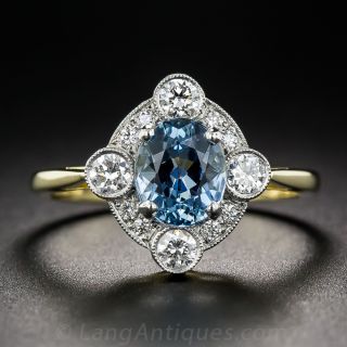 Vintage Style Aquamarine and Diamond Ring
