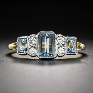 Vintage Style Aquamarine and Diamond Ring