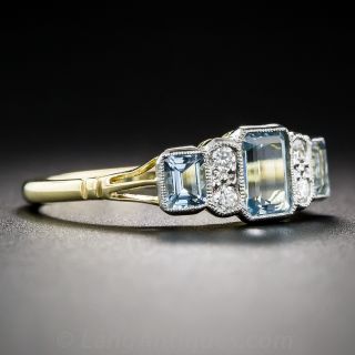 Vintage Style Aquamarine and Diamond Ring