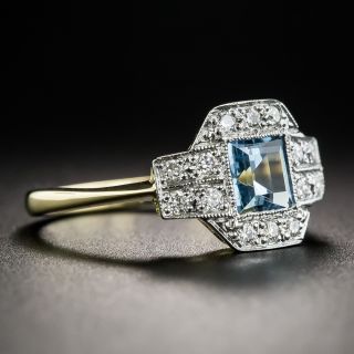 Vintage Style Aquamarine and Diamond Ring