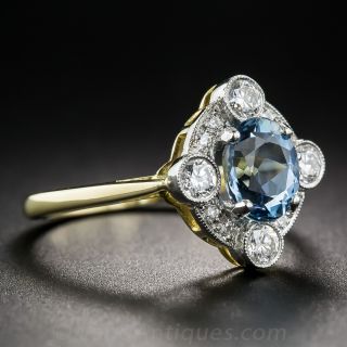 Vintage Style Aquamarine and Diamond Ring