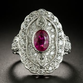 Vintage Style Burmese Ruby and Diamond Dinner Ring - 3