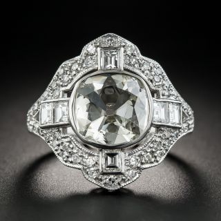 Vintage Style Cushion-Cut Diamond Platinum Ring