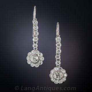 Vintage Style Diamond Cluster Earrings