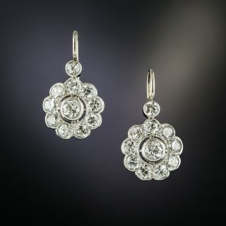 Vintage Style Diamond Cluster Earrings - 2