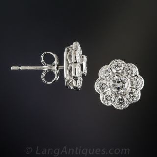 Vintage Style Diamond Cluster Earrings
