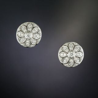 Vintage Style Diamond Dome Flower Earrings - 2
