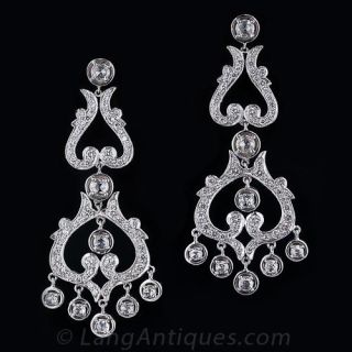 Contemporary Vintage Style Diamond Drop Earrings - 1