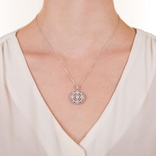 Vintage Style Diamond Floral Motif Drop Necklace