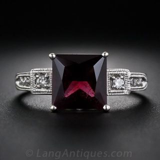 Vintage Style Garnet and Diamond Ring