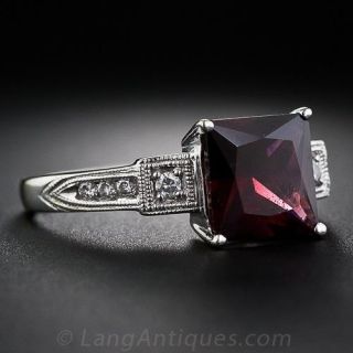 Vintage Style Garnet and Diamond Ring