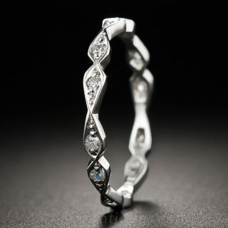 Vintage Style Geometric Diamond Eternity Band