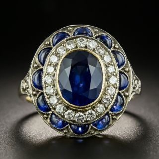 Vintage Style No-Heat 1.75 Carat Sapphire and Diamond Ring - 2