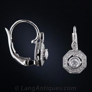 Vintage Style Octagonal Diamond Drop Earrings