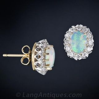 Vintage Style Opal and Diamond Earrings