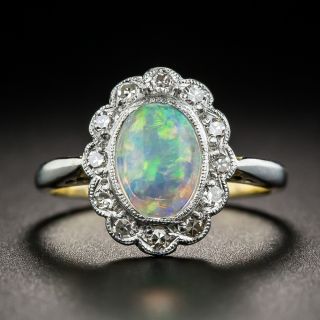 Vintage Style Opal Diamond Halo Ring - 1