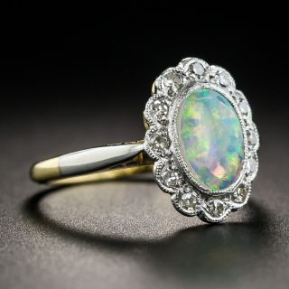 Edwardian Style Opal Diamond Halo Ring