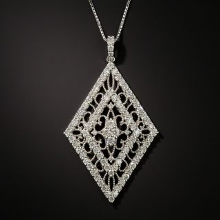 Vintage Style Openwork Diamond Pendant - 2