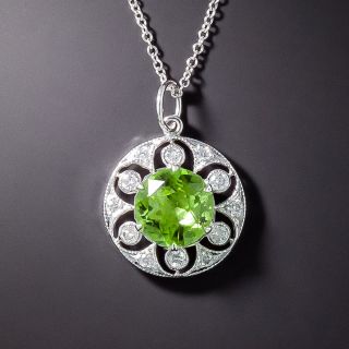 Vintage Style Peridot and Diamond Necklace - 2