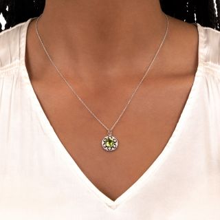 Vintage Style Peridot and Diamond Necklace