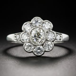 Vintage Style Platinum and Diamond Cluster Ring