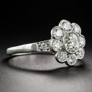 Vintage Style Platinum and Diamond Cluster Ring