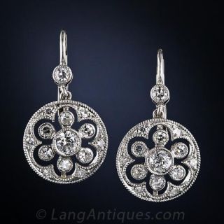 Vintage Style Platinum and Diamond Earrings