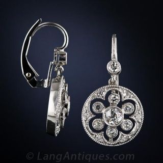 Vintage Style Platinum and Diamond Earrings