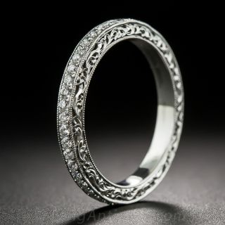 Vintage Style Platinum and Diamond Eternity Band - 1