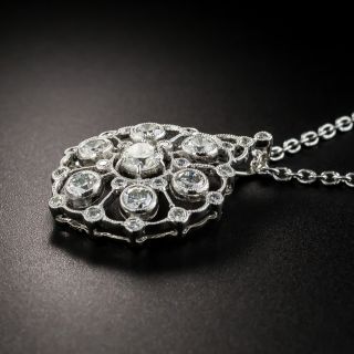 Vintage Style Platinum Diamond Pendant Necklace