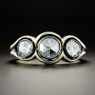 Vintage Style Rose-Cut Diamond Three-Stone Diamond Ring, Size 9 1/4 - 3
