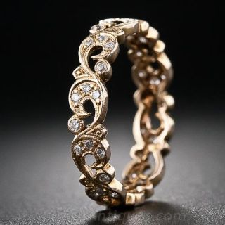 Vintage Style Rose Gold and Diamond Wedding Band