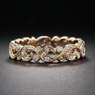 Vintage Style Rose Gold and Diamond Wedding Band