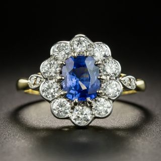 Vintage Style Sapphire and Diamond Cluster Ring - 2