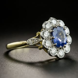 Vintage Style Sapphire and Diamond Cluster Ring