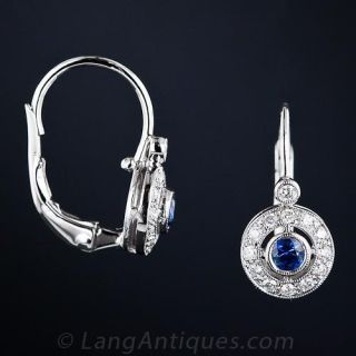 Vintage Style Sapphire and Diamond Drop Earrings