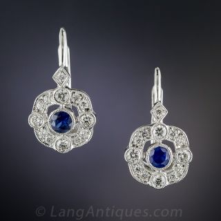Vintage Style Sapphire and Diamond Earrings