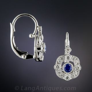 Vintage Style Sapphire and Diamond Earrings