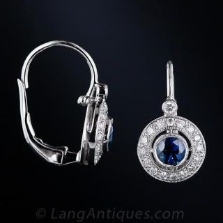 Vintage Style Sapphire and Diamond Earrings