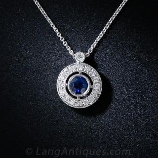 Vintage Style Sapphire and Diamond Pendant