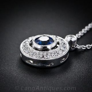 Vintage Style Sapphire and Diamond Pendant