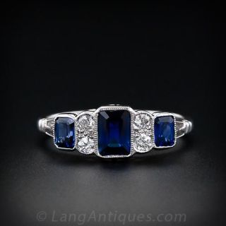 Vintage Style Sapphire and Diamond Ring