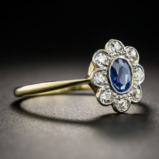 Vintage Style Sapphire Diamond Halo Ring