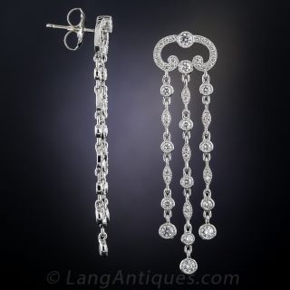 Vintage Style Three-Strand Diamond Earrings