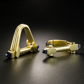 Vintage Synthetic Sapphire Stirrup Cufflinks - 2