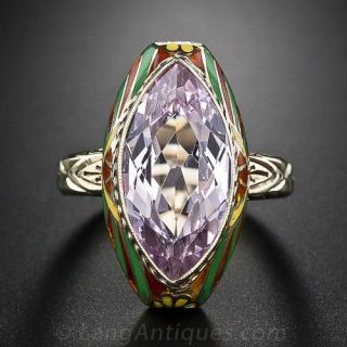 Vintage Synthetic Spinel Enamel Ring