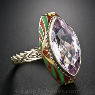 Vintage Synthetic Spinel Enamel Ring