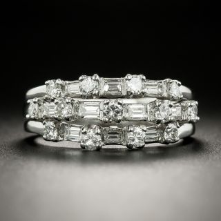 Vintage Three-Row Diamond Band Ring - 2